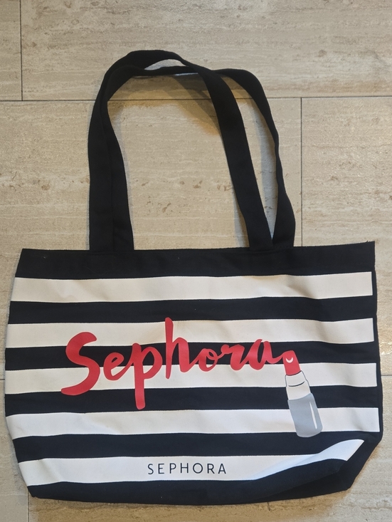 Sephora Handbags - Sephora Black/White Striped Lipstick Tote Bag